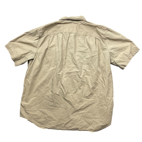 Carhartt 2XL Beige Button Up Relaxed Fit Short sleeve Pockets Cotton Spandex - Picture 6 of 6